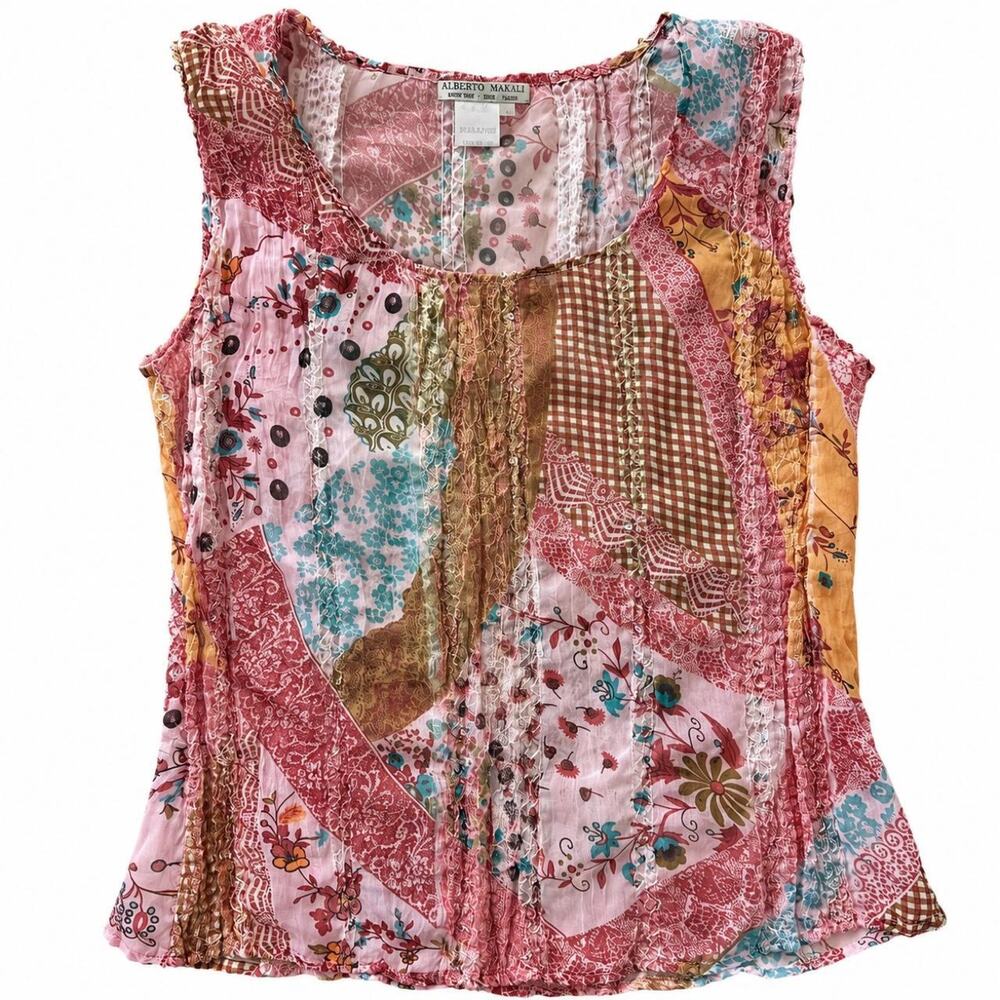 Vintage Alberto Makali Sheer Patchwork Sequin Top